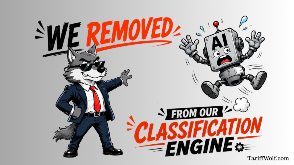 AI can be powerful, but HS classification requires deterministic, traceable decisions. Here’s why we removed AI from the core of our tariff classification engine.